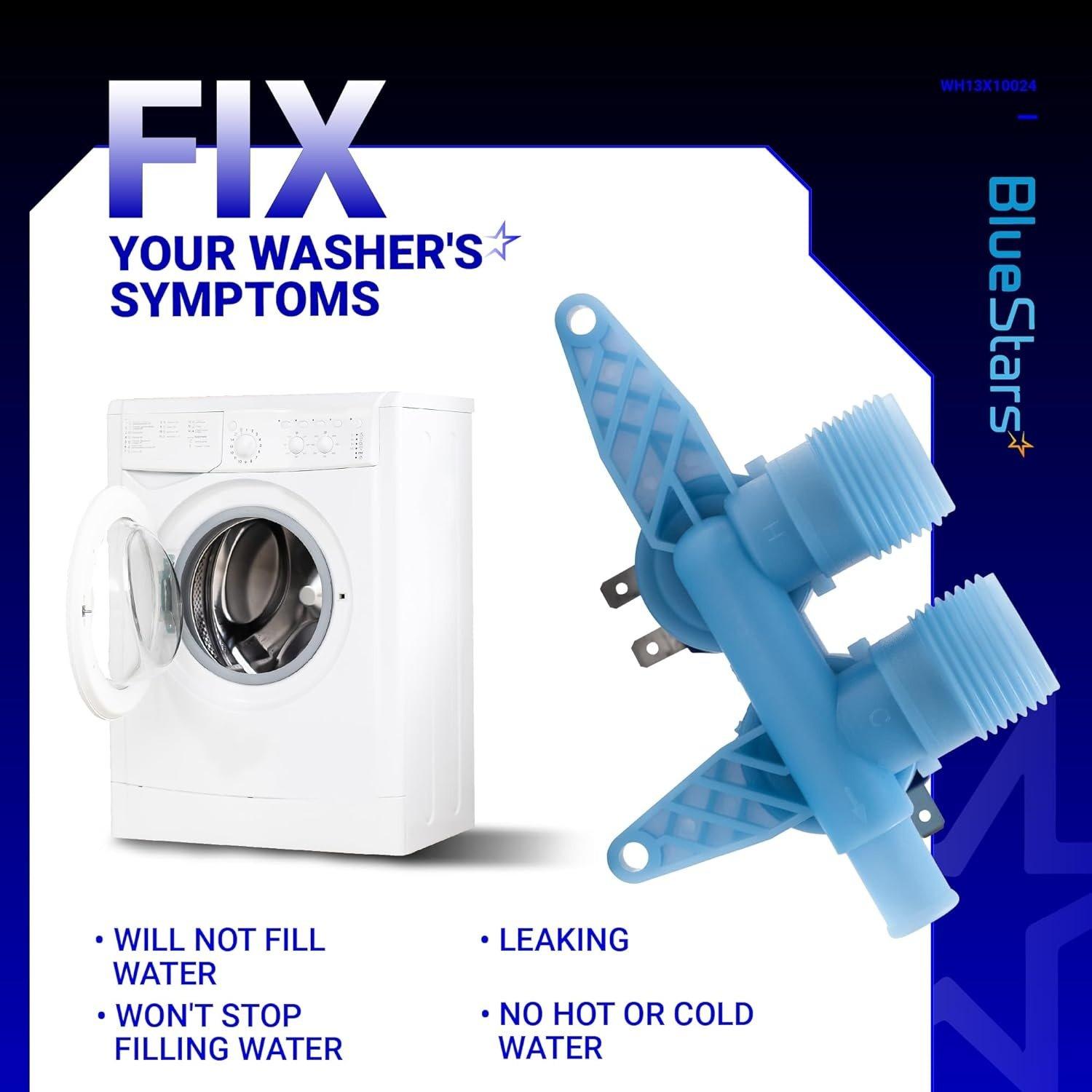 [Lifetime Warranty] WH13X10024 Washer Water Inlet Valve Replacement - Compatible with GE & Hotpoint Washers - Replaces WH13X0086 PS1155105 AP3861119 1159233 WH13X10019 WH13X0087 image 1