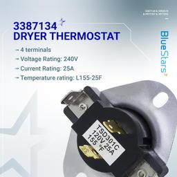 [Lifetime Warranty] 3387134 Cycling Thermostat 3392519 Dryer Thermal Fuse 3977393 Thermal Cut-off Switch 3977767 High-limit Thermostat Kit - Compatible with Whirlpool Kenmore Maytag Dryers thumbnail 2