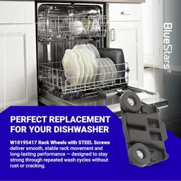 [Lifetime Warranty] W10195417 Dishwasher Lower Dish Rack Wheel with Steel Screws - Fit Kenmore KitchenAid Whirlpool Jenn-Air Dishwashers - Replaces AP4538395 PS2579553 WPW10195417 AH2579553 - Pack of 4 thumbnail 2