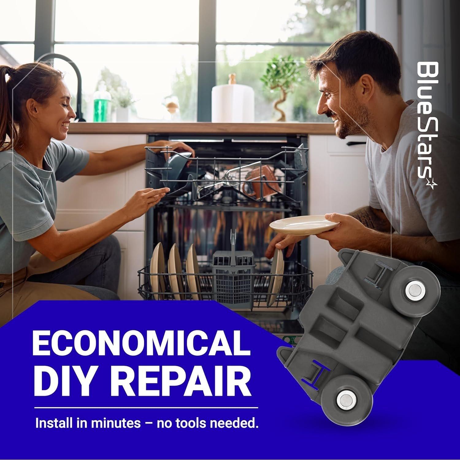 [Lifetime Warranty] W10195417 Dishwasher Lower Dish Rack Wheel with Steel Screws - Fit Kenmore KitchenAid Whirlpool Jenn-Air Dishwashers - Replaces AP4538395 PS2579553 WPW10195417 AH2579553 - Pack of 4 image 1