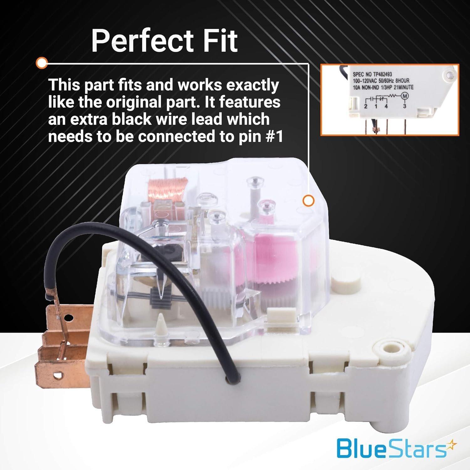 [Lifetime Warranty] W10822278 Refrigerator Freezer Defrost Timer Replacement - Compatible with Whirlpool KitchenAid Kenmore Refrigerators - Replaces PS11723171 945514 482493 R0950217 2188372 image 2