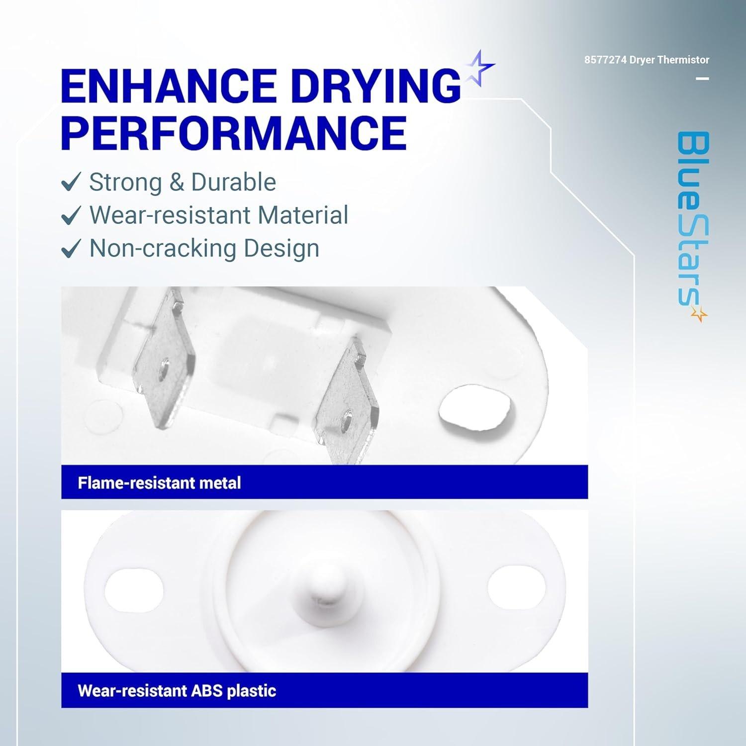 [Lifetime Warranty] 8577274 Dryer Thermistor - Fit for Whirlpool Kenmore KitchenAid Dryers - Replaces 3976615 AP3919451 WP8577274 PS993287 3390292 image 1
