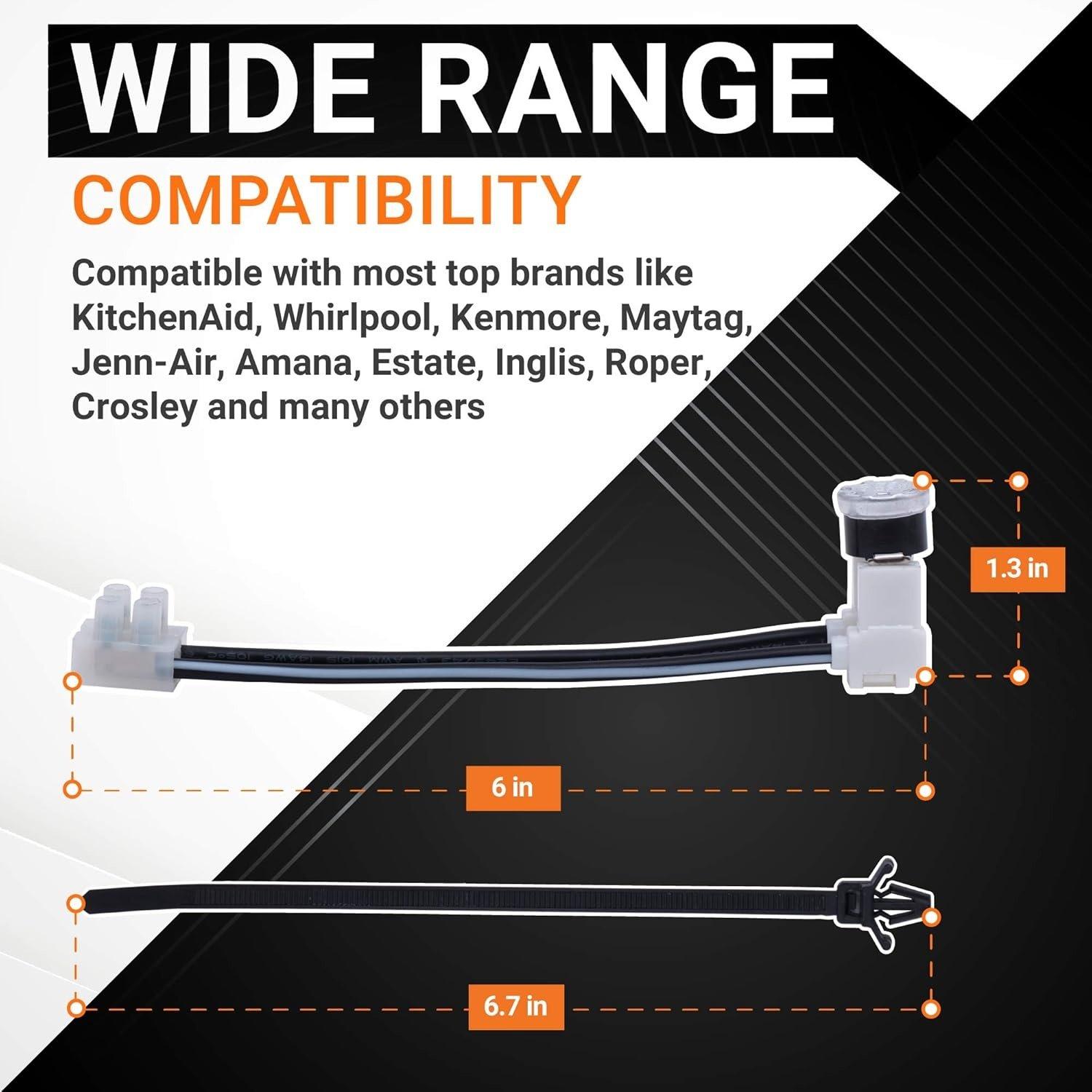 [Lifetime Warranty] W10258275 Dishwasher Bimetal Thermal Fuse - Compatible with Whirlpool Kenmore Dishwashers - Replaces 661663 PS2360984 AP4423189 image 2