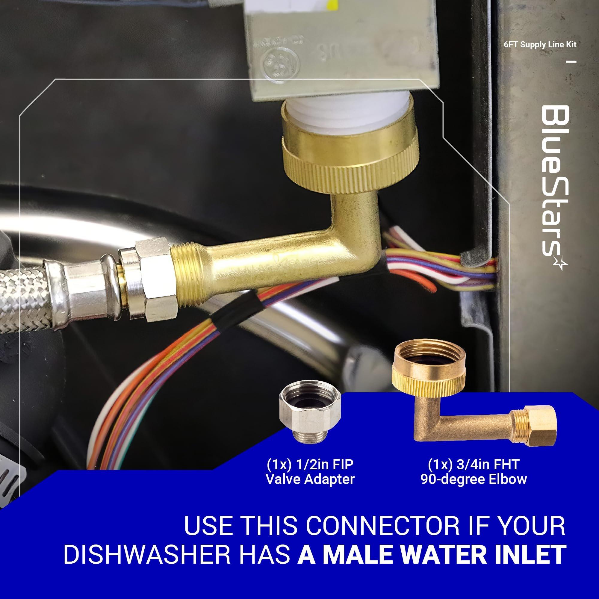 [Lifetime Warranty] Dishwasher Installation Kit, 6-Feet Supply Line with 3/8" x 3/8" Compression, 6-Feet 3-Prong Power Cord, Elbow Connectors & Adapters image 5