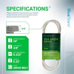 [Lifetime Warranty] 954-04260 Drive Belt 3/8'' x 34'' for MTD Craftsman Cub Cadet Troy-Bilt Snowblower 21" Walk-Behind Lawn Mower thumbnail 2