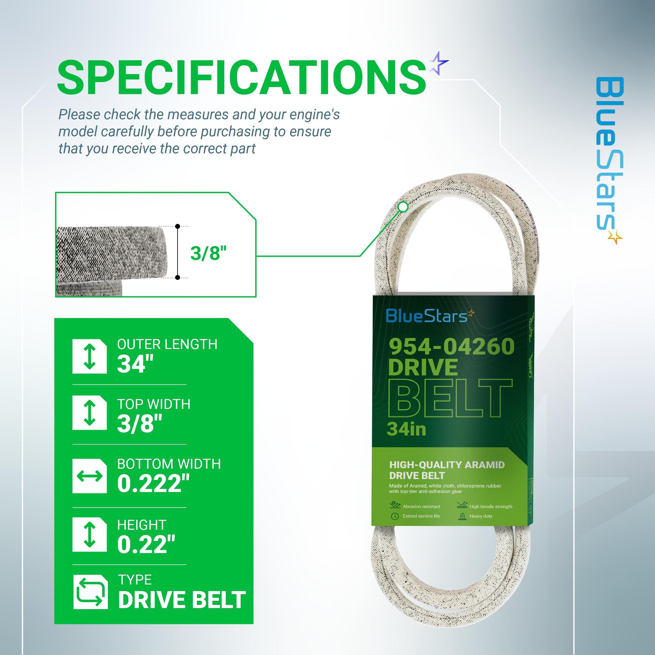 [Lifetime Warranty] 954-04260 Drive Belt 3/8'' x 34'' for MTD Craftsman Cub Cadet Troy-Bilt Snowblower 21" Walk-Behind Lawn Mower image 2