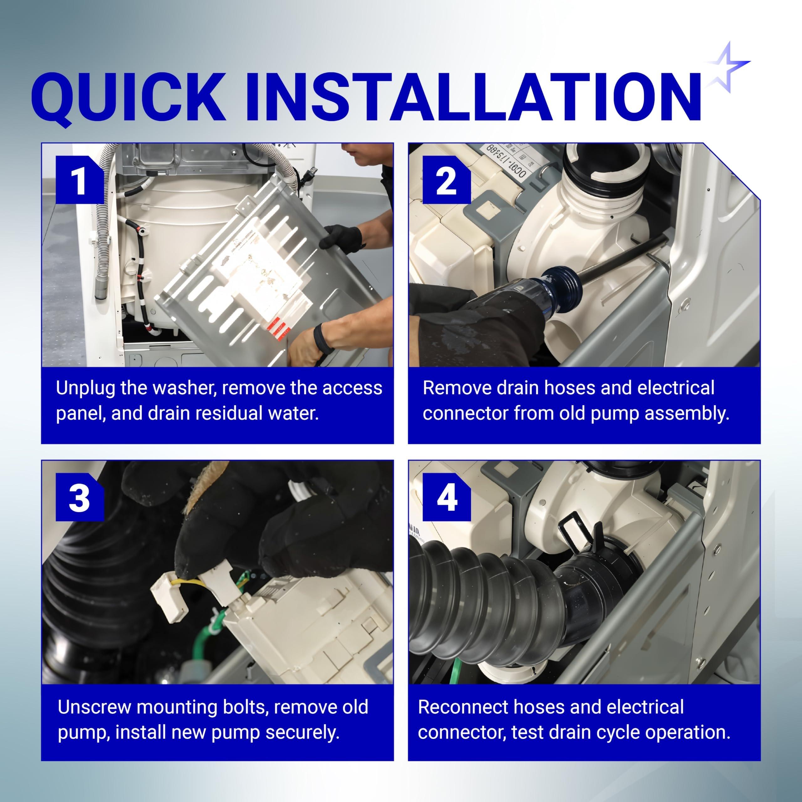 [Lifetime Warranty] DC31-00054A WF210ANW/XAA Washer Drain Pump Motor - For Samsung Maytag Kenmore WF220ANW/XAA WF448AAW/XAA WF328AAW/XAA - Replaces DC31-00016A AP4202690 62902090 image 6
