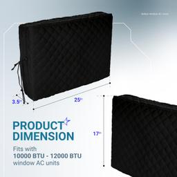 [Lifetime Warranty] Window Air Conditioner Cover Indoor with Velcro Sides - Inside AC Cover for Winter - Polyester Fiber Fill Layers Insulation - 25" x 17" x 3.5" - Black thumbnail 1
