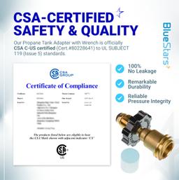 [Lifetime Warranty] [100% Solid Brass] Propane Tank Adapter Converts POL to QCC1 Universal Fit 5-100 lb LP Propane Tank for RV Camper Gas Grill Camping Stove Heater - Old to New Connection Type thumbnail 1