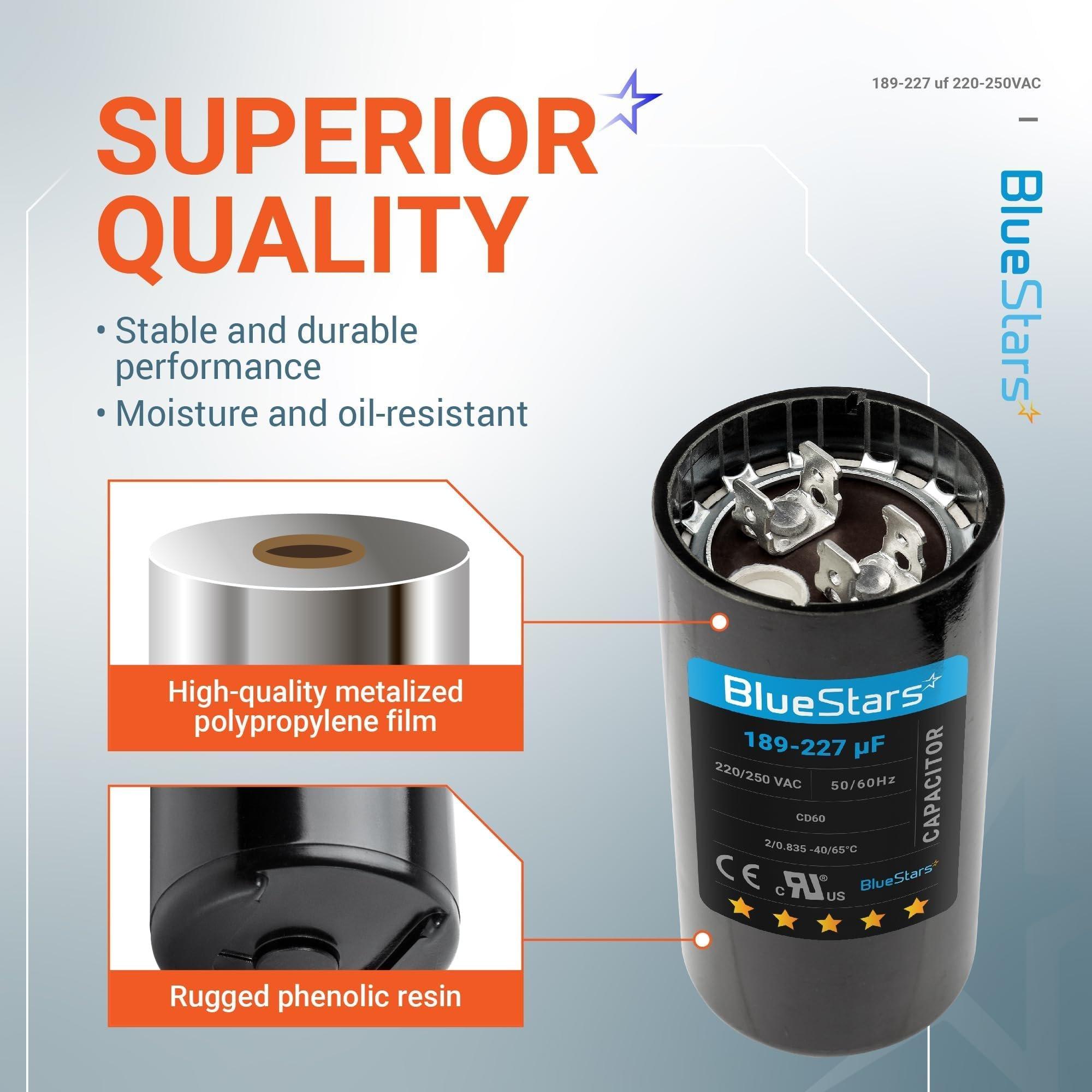 [Lifetime Warranty] 189-227 uF MFD 220-250 VAC Round Start Capacitor 50/60 Hz - Fits OEM Single Phase Motor - Pack of 2 image 4