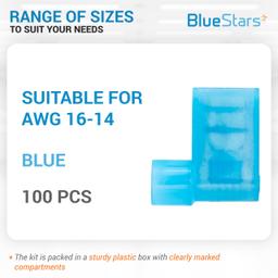 [Lifetime Warranty] 100 PCS Blue Flag Spade Terminals Female thumbnail 1