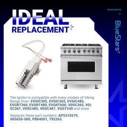 [Lifetime Warranty] PB040001 065650-000 Range Oven Igniter - Compatible with Viking Range Oven Gas Stove - Replaces AP5315579 065650-000 SGR4001 792263-4 - Pack of 2 thumbnail 5