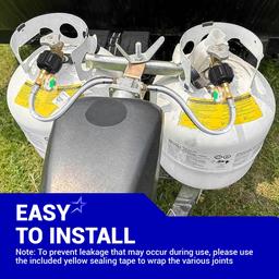 [Lifetime Warranty] [1/4 Male NPT] 15 inch RV Propane Hoses with Gauge to QCC1 Stainless Steel Braided Camper Tank Hose for RV Camper Standard Two-Stage Regulator - Pack of 2 40Lb 350PS thumbnail 7