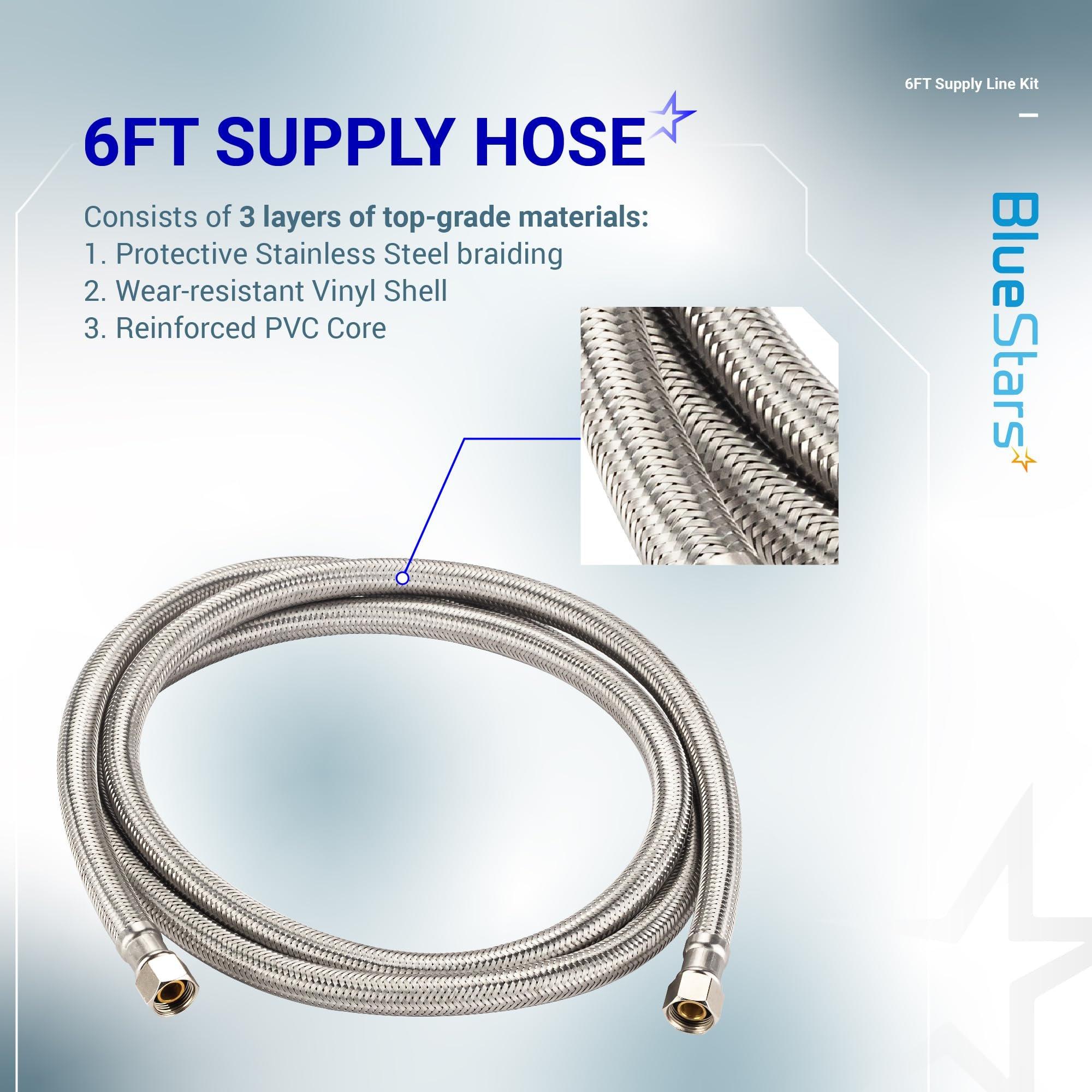 [Lifetime Warranty] Dishwasher Installation Kit, 6-Feet Supply Line with 3/8" x 3/8" Compression, 6-Feet 3-Prong Power Cord, Elbow Connectors & Adapters image 3