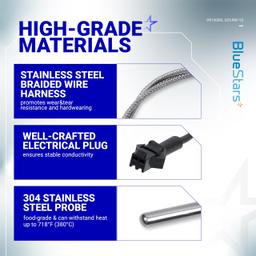 [Upgraded] BlueStars RTD Temperature Probe Sensor, Compatible with Pit Boss Pellet Grills and Smoker, Temp Probe Replacement, Meat Probe Sensor PB1000XL-025-R00 V2 (70123-AMP) thumbnail 3