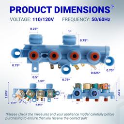 [Lifetime Warranty] WH13X26637 Water Inlet Valve - Compatible With GE Washer GTW680BSJ4WS GTW680BSJ5WS GTW685BPL0DG GTW680BSJ6WS GTW750CPL1DG GTW720BSN0WS - Replaces AP6282070 WH13X24058 4546358 PS12171559 thumbnail 1