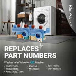 [Lifetime Warranty] WH13X26637 Water Inlet Valve - Compatible With GE Washer GTW680BSJ4WS GTW680BSJ5WS GTW685BPL0DG GTW680BSJ6WS GTW750CPL1DG GTW720BSN0WS - Replaces AP6282070 WH13X24058 4546358 PS12171559 thumbnail 2