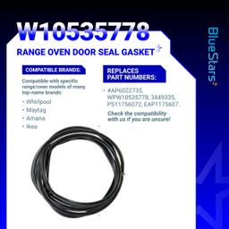 [Lifetime Warranty] W10535778 Range Oven Door Seal Gasket - Compatible with Whirlpool Maytag Amana and Ikea - Rubber Door Seal replaces AP6022735 WPW10535778 3449335 PS11756072 EAP1175607 thumbnail 1