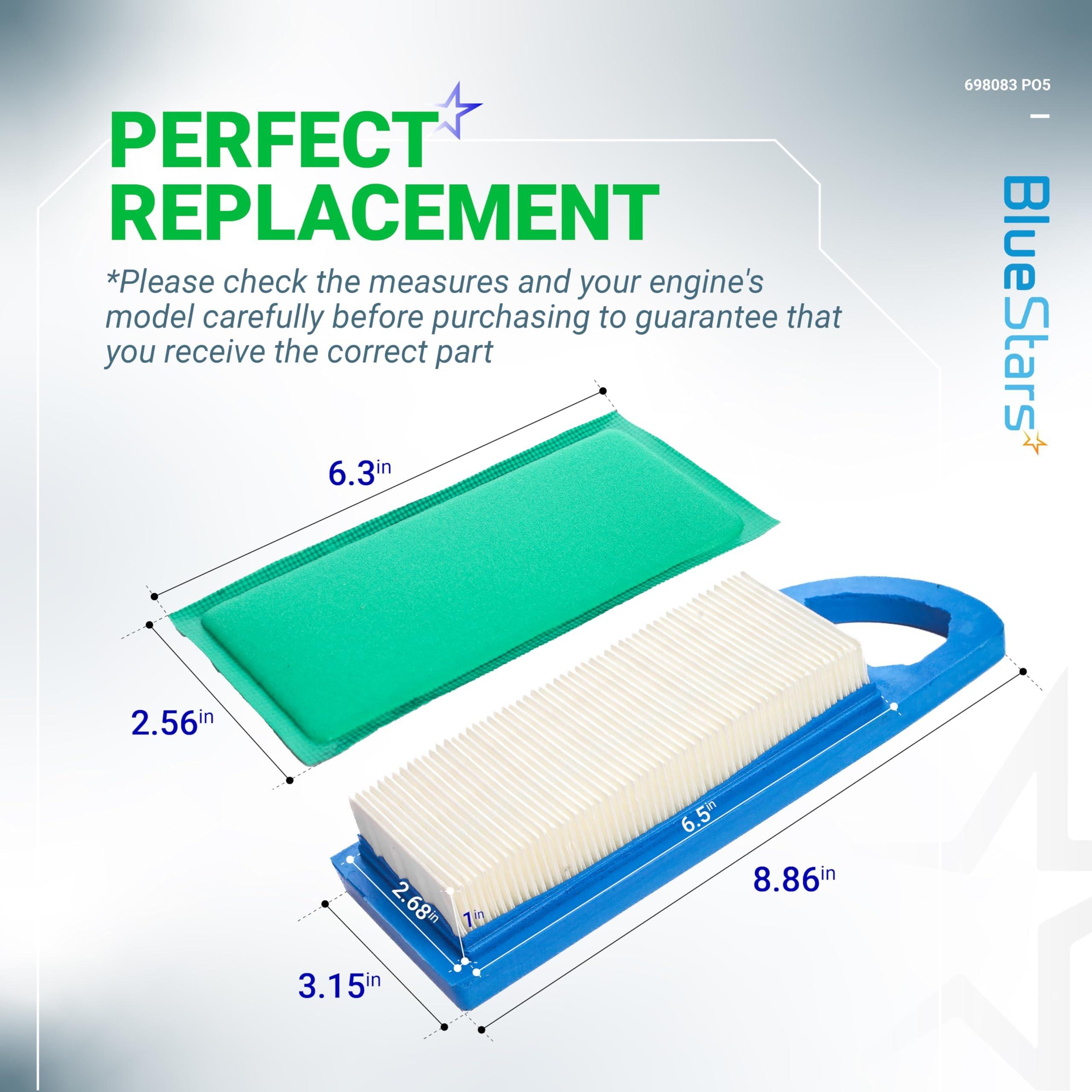 [Lifetime Warranty] 698083 697153 Air Filter - For John Deere LA115 LA105 L100 Z225 LA110 GY20573 Craftsman LT1000 LT2000 794422 795115 697634 797008 697776 Riding Lawn Mower with 697015 Pre Air Cleaner - Pack of 5 image 3