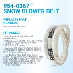 954-0367 Drive Belt Replacement - for MTD Craftsman Cub Cadet Troy-Bilt Ryobis Snowblower & Snow Thrower - 3/8" x 34.5â€ thumbnail 3