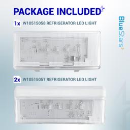[Lifetime Warranty] 2 PCS W10515057 & 1 PCS W10515058 Refrigerator LED Light - Compatible with Whirlpool WRS322FDAB00 WRS322FDAB01 Kenmore 10651729410 10641129211 Maytag MSB27C2XAM00 MSB27C2XAW00 Refrigerator thumbnail 1