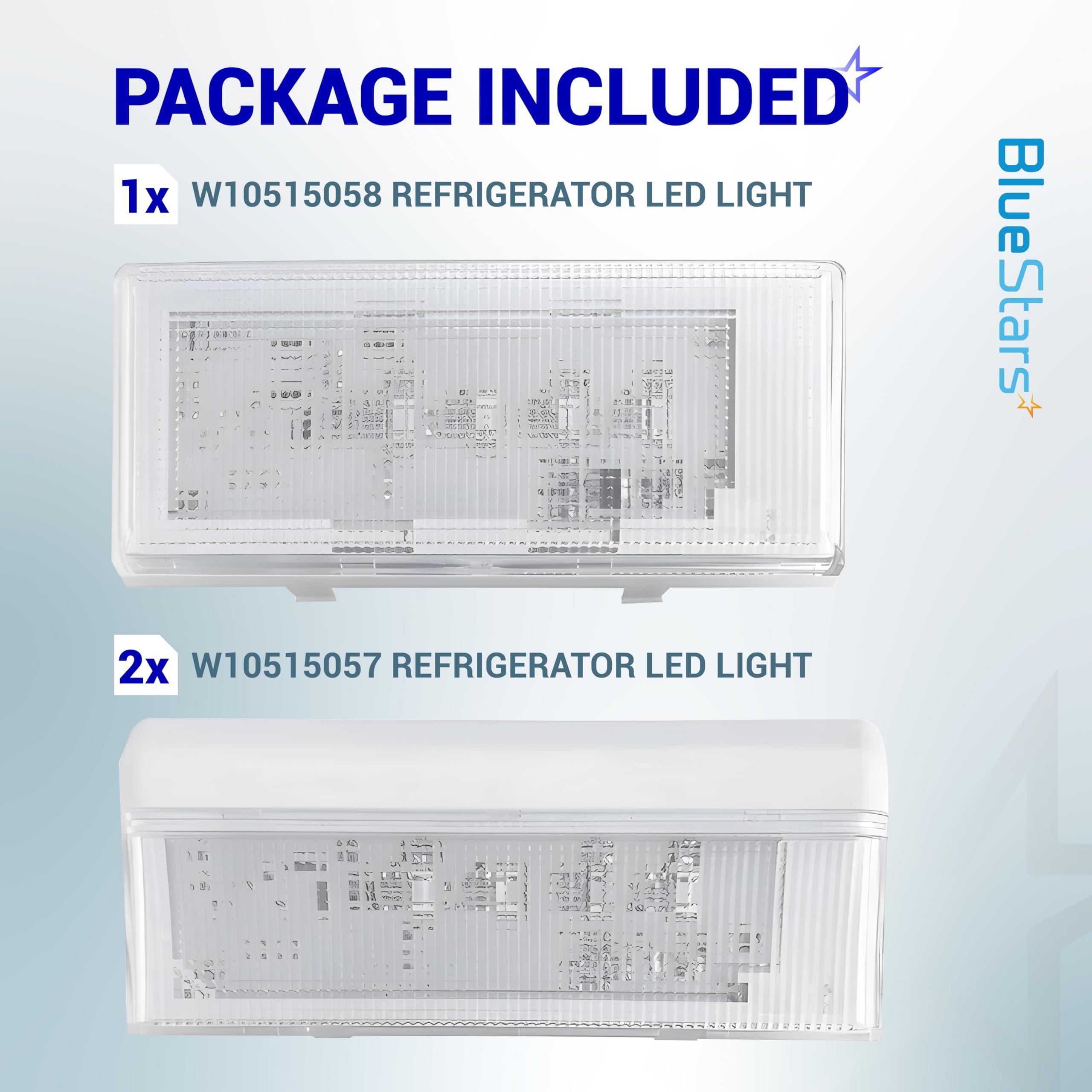 [Lifetime Warranty] 2 PCS W10515057 & 1 PCS W10515058 Refrigerator LED Light - Compatible with Whirlpool WRS322FDAB00 WRS322FDAB01 Kenmore 10651729410 10641129211 Maytag MSB27C2XAM00 MSB27C2XAW00 Refrigerator image 1
