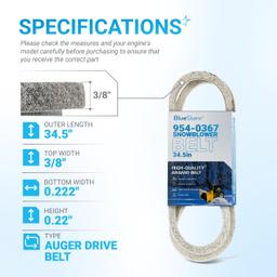 954-0367 Drive Belt Replacement - for MTD Craftsman Cub Cadet Troy-Bilt Ryobis Snowblower & Snow Thrower - 3/8" x 34.5â€ thumbnail 2