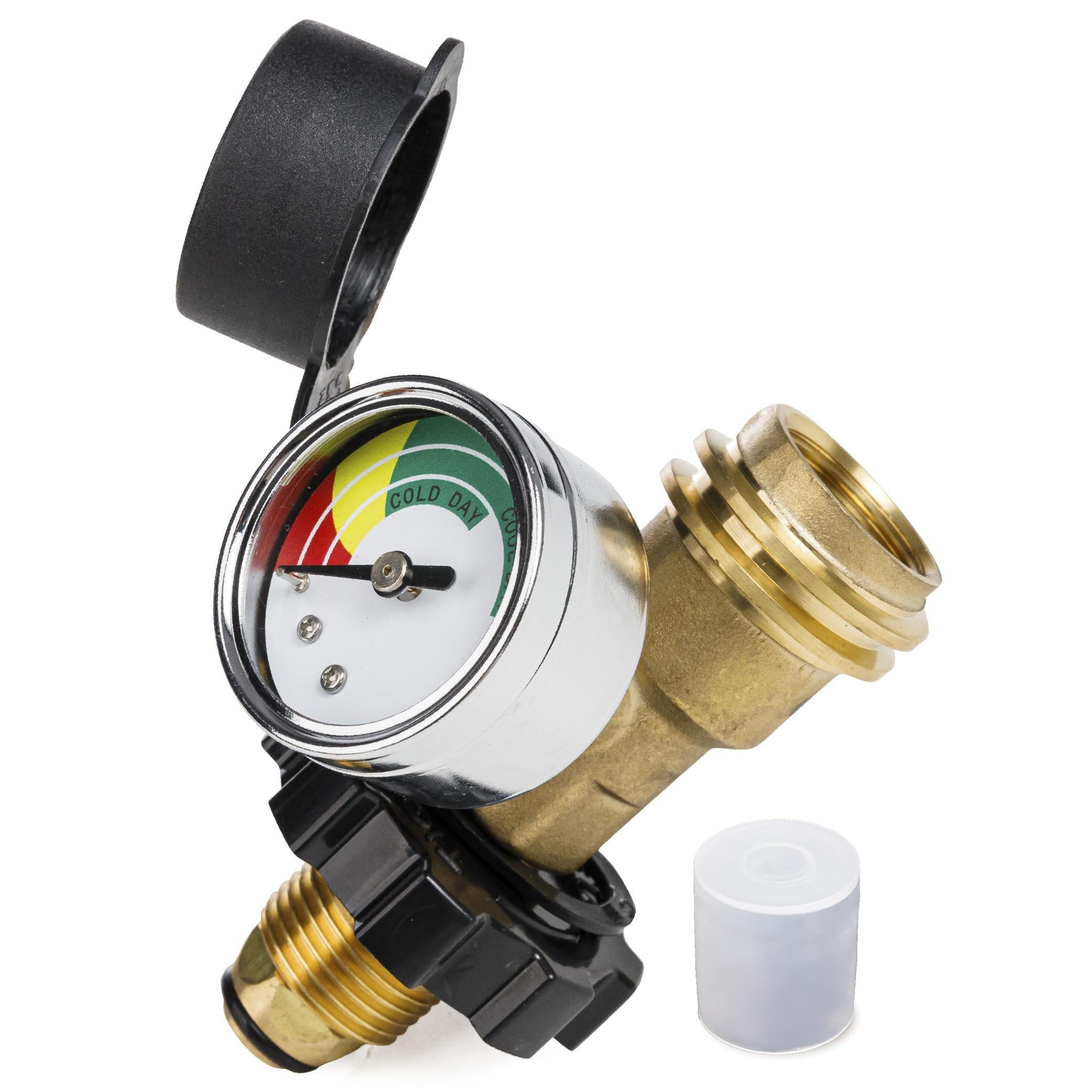 BlueStars [100% Solid Brass] 100 lb Propane Tank Adapter, POL Propane Gauge for 100 lb Propane Tank, Converts POL LP Tank Service Valve to QCC1/Type 1 - Old to New Connection Type image 0