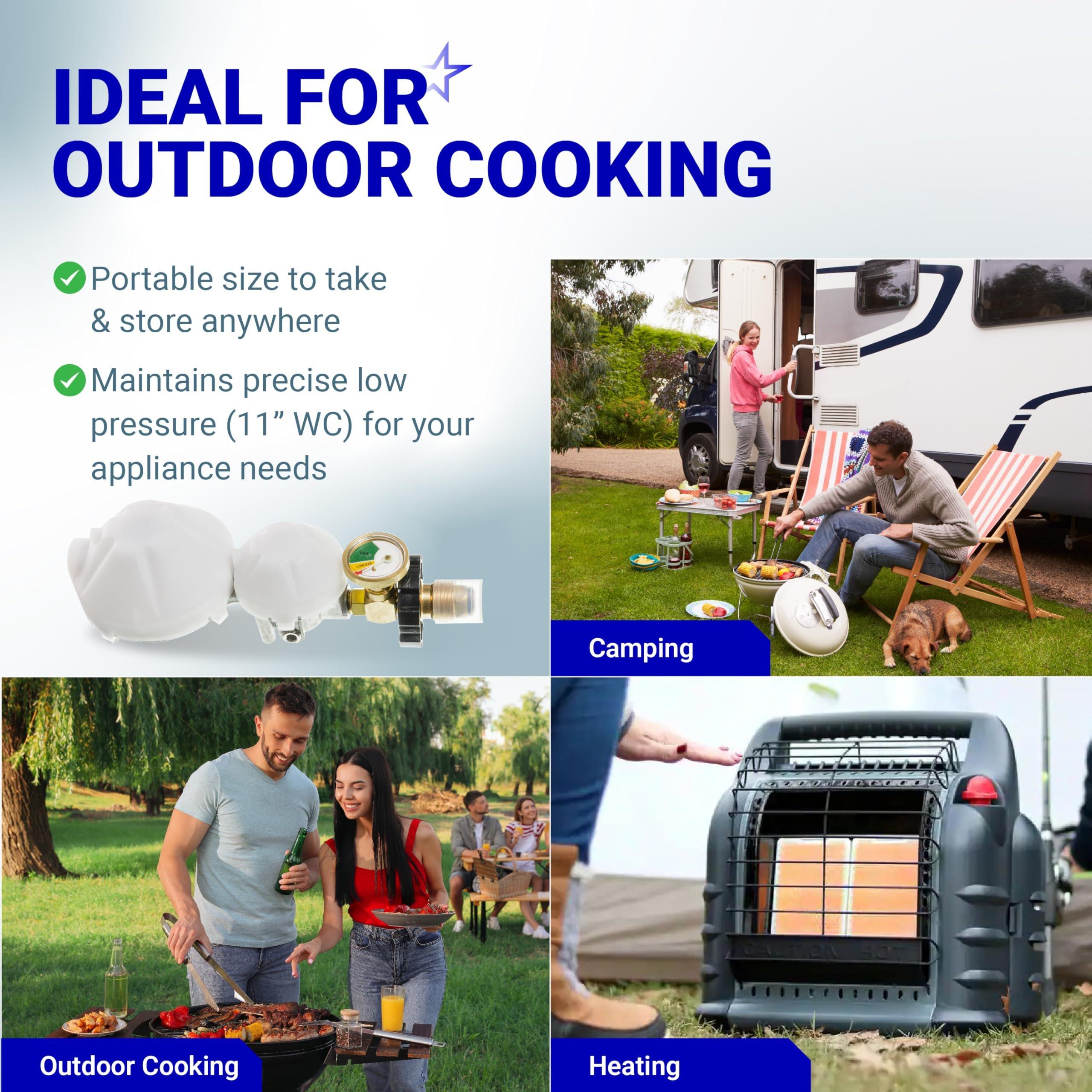 [Lifetime Warranty] [CSA Certified] 2 Stage Propane Regulator with Gauge & POL - Standard P.O.L Connection for 20â€“100lb Tank and 3/8in Female Flare for RV Camper Grill Heater Generator - Propane Tank Regulator image 7