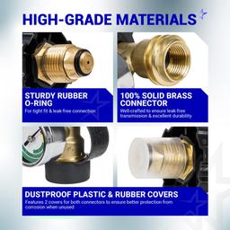 BlueStars [100% Solid Brass] 100 lb Propane Tank Adapter, POL Propane Gauge for 100 lb Propane Tank, Converts POL LP Tank Service Valve to QCC1/Type 1 - Old to New Connection Type thumbnail 3