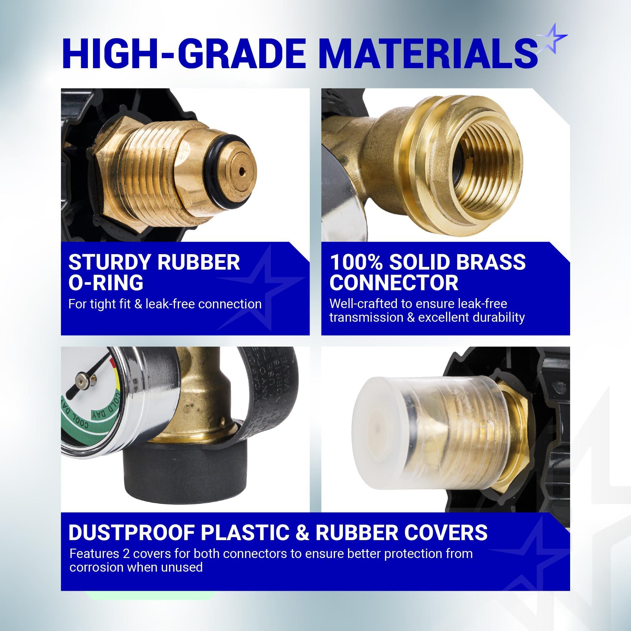 BlueStars [100% Solid Brass] 100 lb Propane Tank Adapter, POL Propane Gauge for 100 lb Propane Tank, Converts POL LP Tank Service Valve to QCC1/Type 1 - Old to New Connection Type image 3