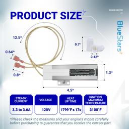 [Lifetime Warranty] PB040001 065650-000 Range Oven Igniter - Compatible with Viking Range Oven Gas Stove - Replaces AP5315579 065650-000 SGR4001 792263-4 - Pack of 2 thumbnail 1