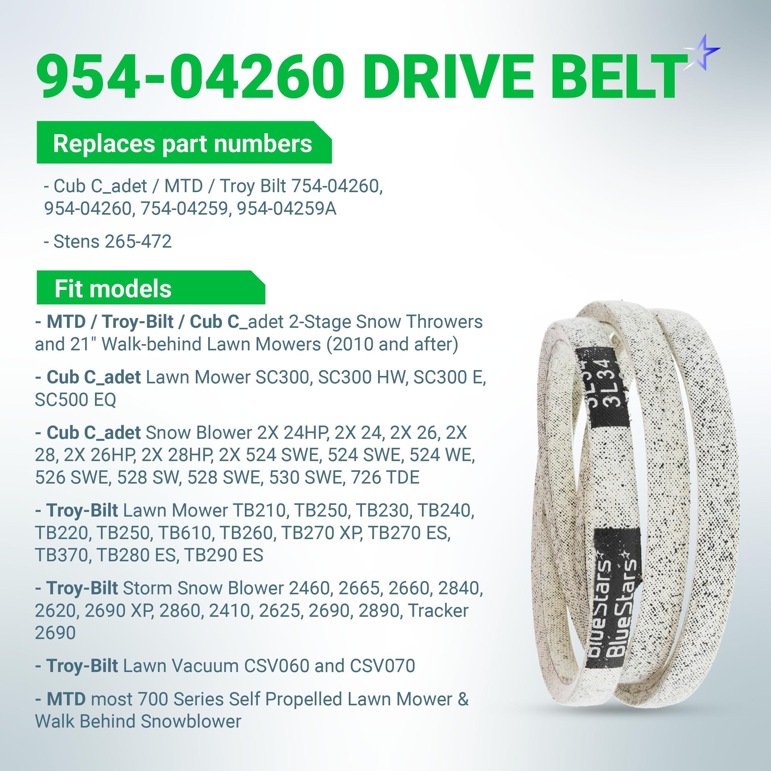 [Lifetime Warranty] 954-04260 Drive Belt 3/8'' x 34'' for MTD Craftsman Cub Cadet Troy-Bilt Snowblower 21" Walk-Behind Lawn Mower image 3