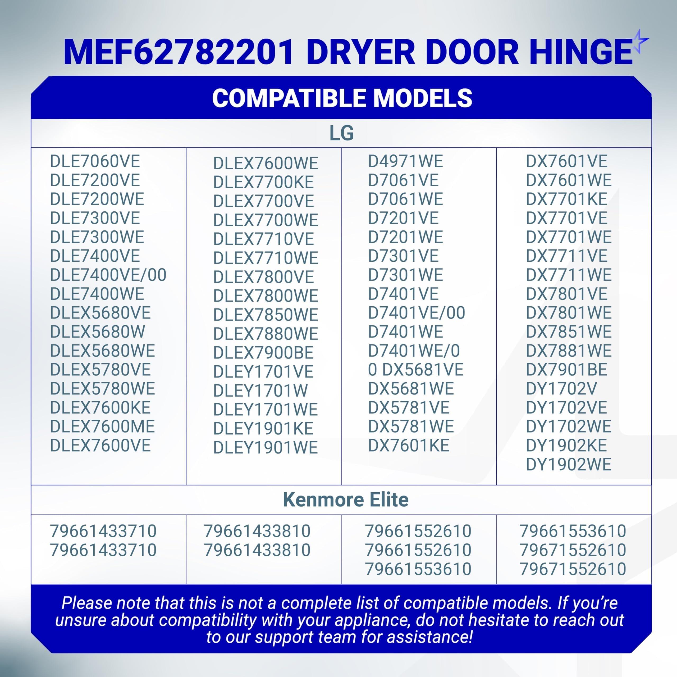 [Lifetime Warranty] MEF62782201 Clothes Dryer Door Hinge - Compatible with LG Kenmore Elite Dryer - Replaces PS11711929 AP5978786 3288328 EAP11711929 image 7