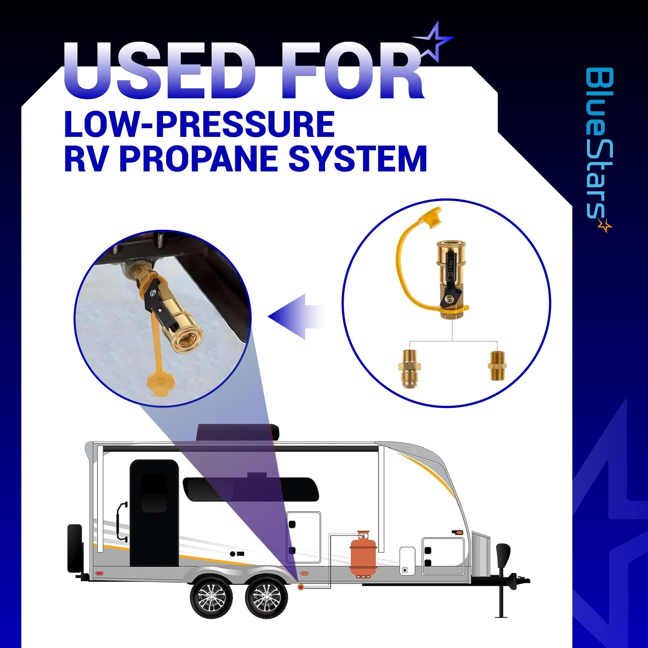 [Lifetime Warranty] RV Propane Quick Connect Fitting Adapter Valve Kit - 1/4"" Male NPT Full Flow Plug & 3/8"" Male Flare Quick Kit for Low Pressure Gas Appliance Heater Grill Fire Pit and RV Quick Connect, 7Pcs image 8