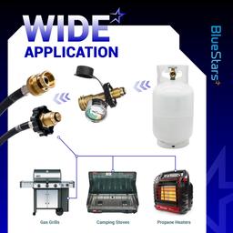 BlueStars [100% Solid Brass] 100 lb Propane Tank Adapter, POL Propane Gauge for 100 lb Propane Tank, Converts POL LP Tank Service Valve to QCC1/Type 1 - Old to New Connection Type thumbnail 5