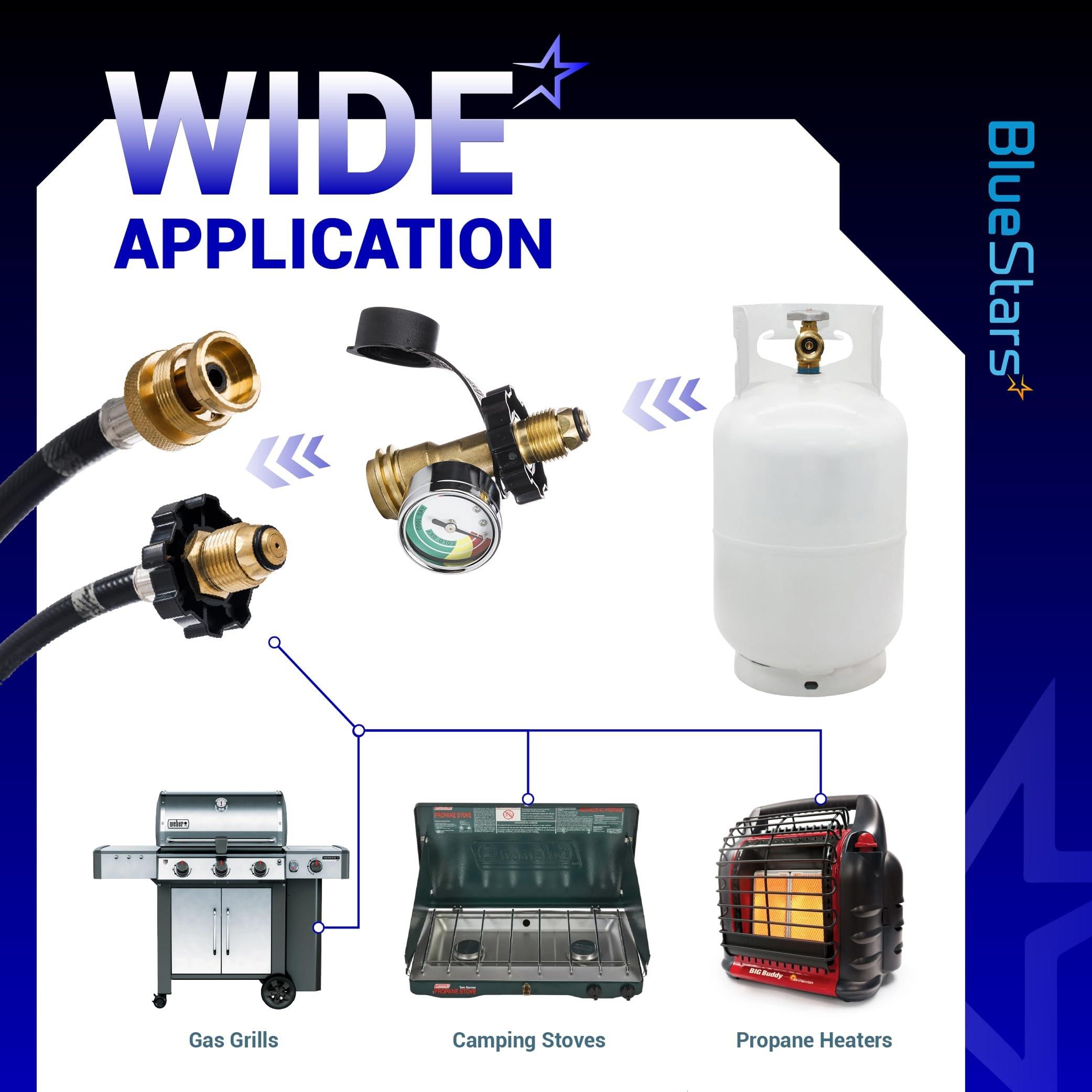 BlueStars [100% Solid Brass] 100 lb Propane Tank Adapter, POL Propane Gauge for 100 lb Propane Tank, Converts POL LP Tank Service Valve to QCC1/Type 1 - Old to New Connection Type image 5