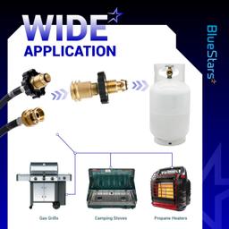 [Lifetime Warranty] [100% Solid Brass] Propane Tank Adapter Converts POL to QCC1 Universal Fit 5-100 lb LP Propane Tank for RV Camper Gas Grill Camping Stove Heater - Old to New Connection Type thumbnail 6