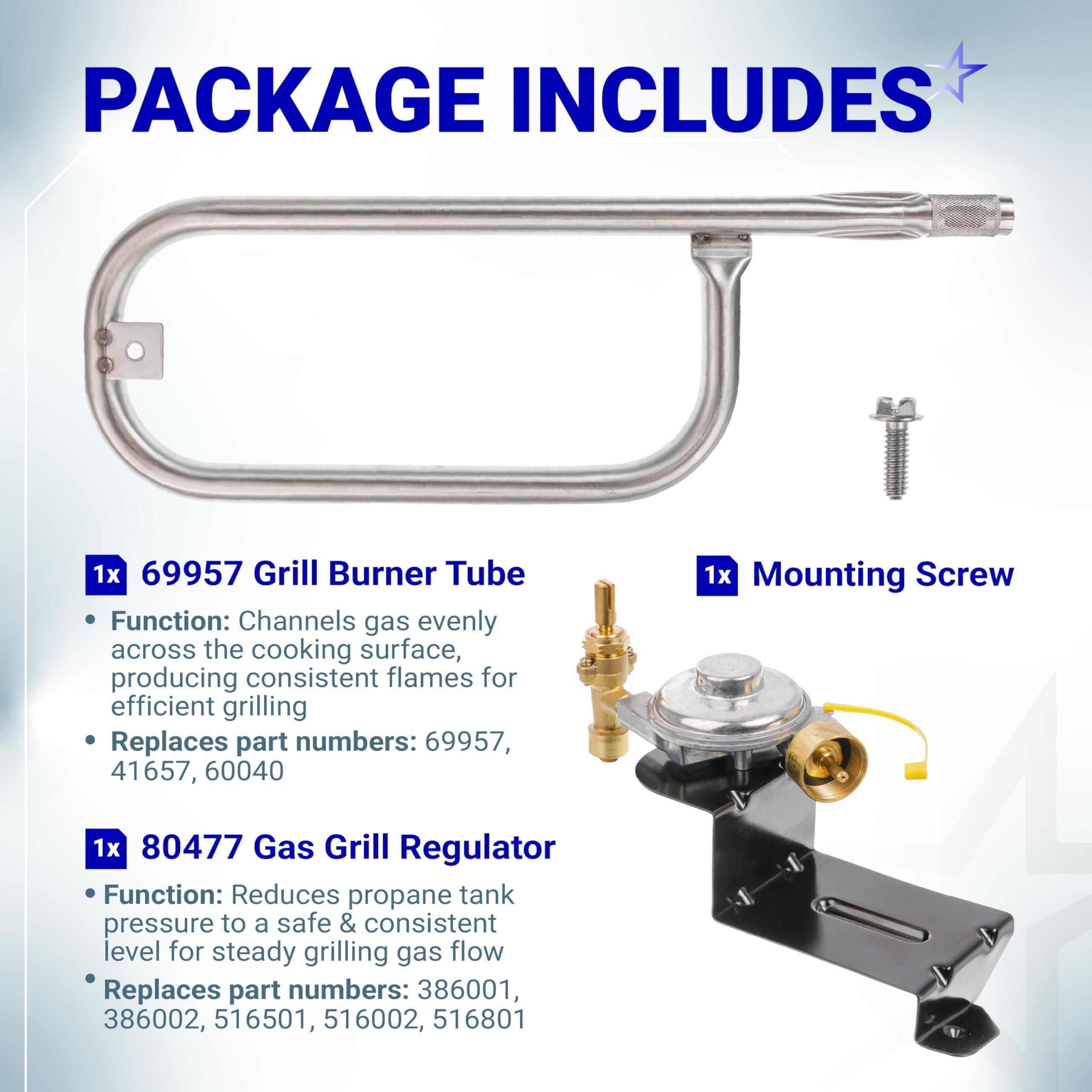 [Lifetime Warranty] 80477 Regulator 69957 Burner Tube for Weber Q Grill â€“ Gas Valve Regulator & 17in Burner Replacement Kit - CSA Certified image 2