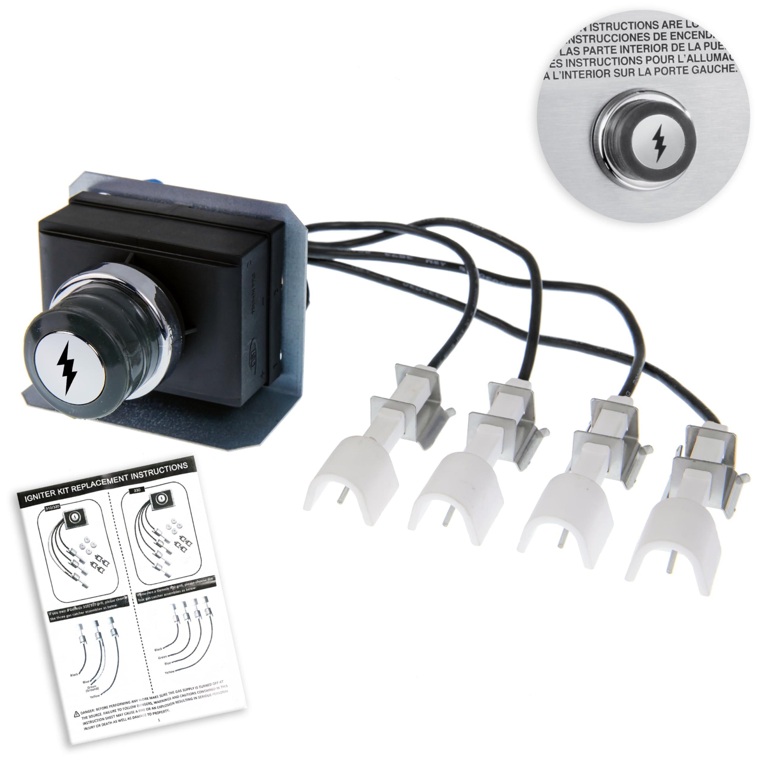 [Lifetime Warranty] 1836-13 7628 7629 Igniter Kit for Weber Genesis Grill Parts 300 Series with Front Mounted Control Panel (2011-Newer) E330 S330 Electronic Igniter, 4-Outlet Ignition Kit, Fit Weber 65946 image 0