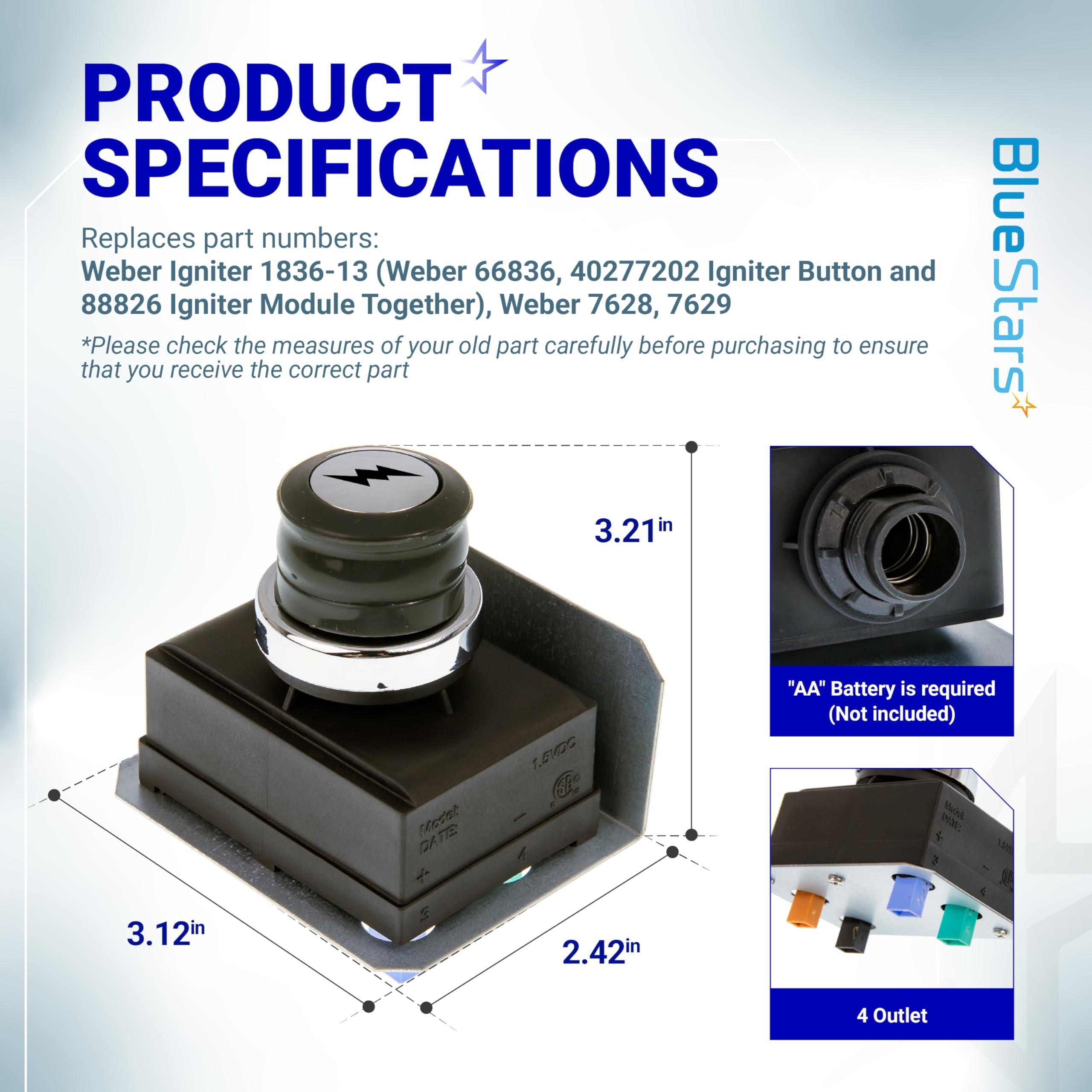 [Lifetime Warranty] 1836-13 7628 7629 Igniter Kit for Weber Genesis Grill Parts 300 Series with Front Mounted Control Panel (2011-Newer) E330 S330 Electronic Igniter, 4-Outlet Ignition Kit, Fit Weber 65946 image 1