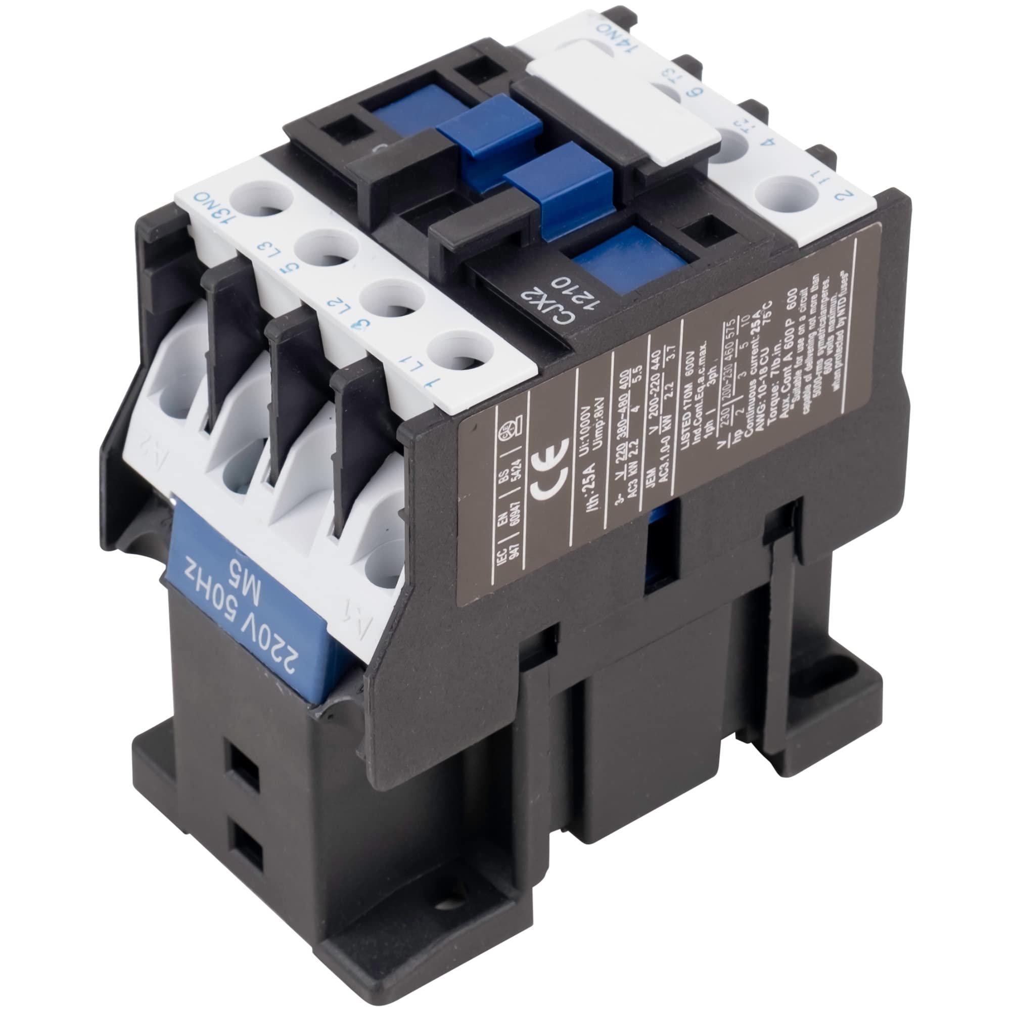 [Lifetime Warranty] CJX2-1210 3 Pole Contactor 25 Amp 220 VAC Coil - Fits Relays, Air Conditioner, Heat Pump image 0