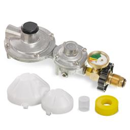 [Lifetime Warranty] [CSA Certified] 2 Stage Propane Regulator with Gauge & POL - Standard P.O.L Connection for 20â€“100lb Tank and 3/8in Female Flare for RV Camper Grill Heater Generator - Propane Tank Regulator thumbnail 0