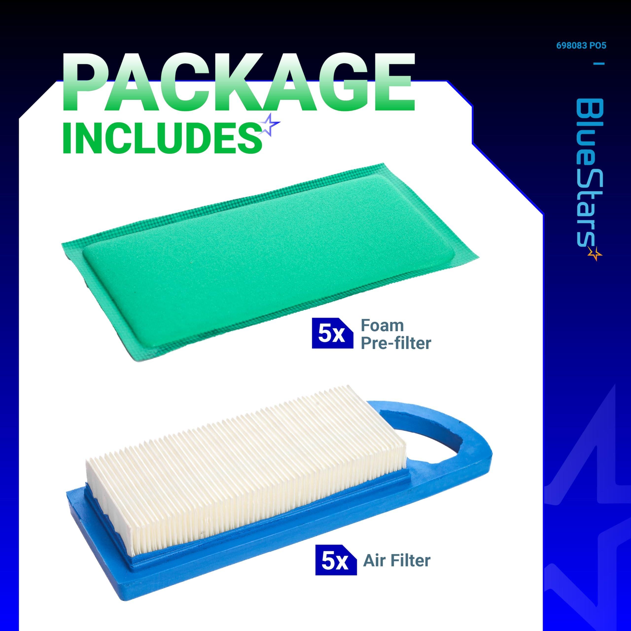 [Lifetime Warranty] 698083 697153 Air Filter - For John Deere LA115 LA105 L100 Z225 LA110 GY20573 Craftsman LT1000 LT2000 794422 795115 697634 797008 697776 Riding Lawn Mower with 697015 Pre Air Cleaner - Pack of 5 image 1