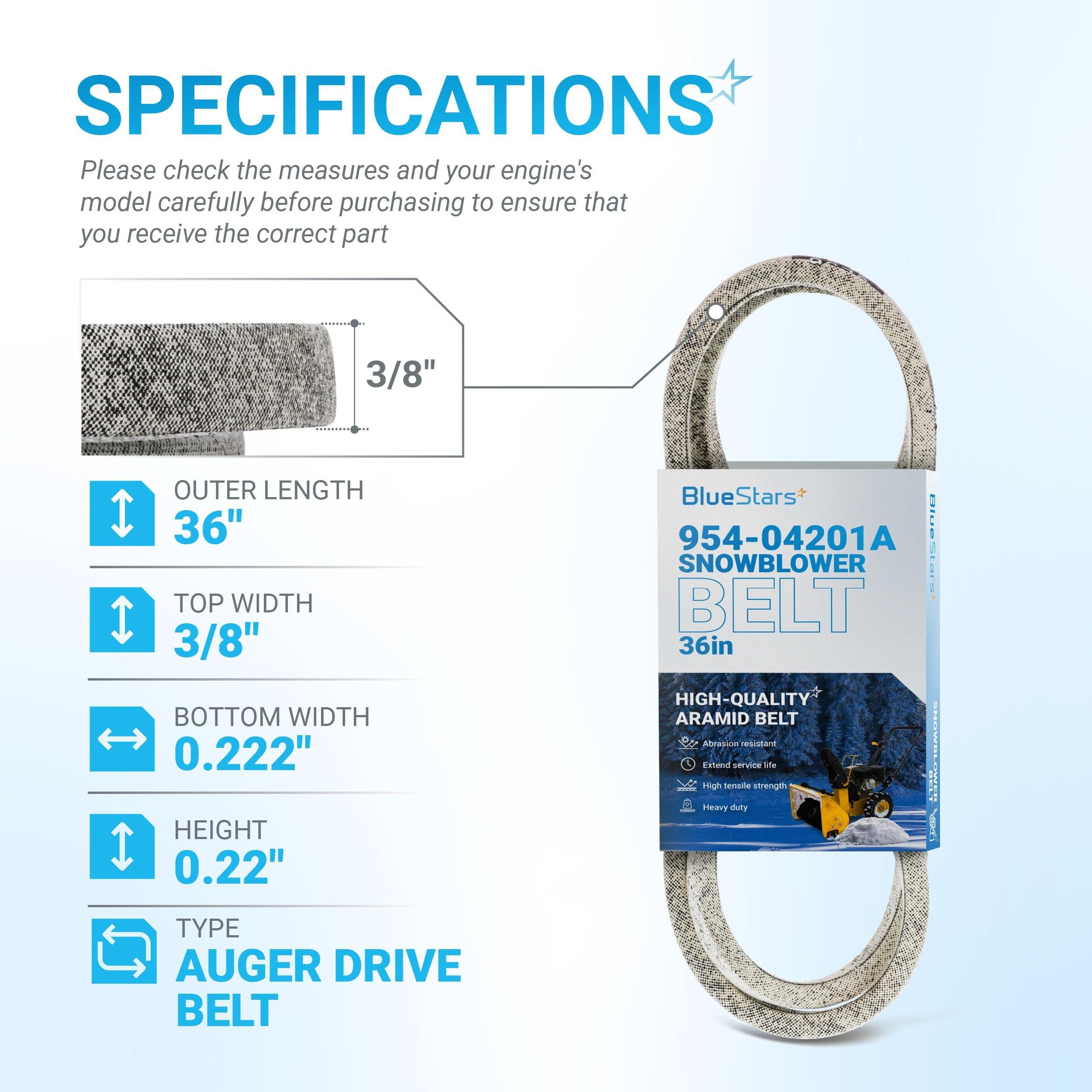 [Lifetime Warranty] 954-04201A Drive Belt Replacement - for MTD Cub Cadet Troy-Bilt Snowblower - 3/8" x 36â€_x009d_ image 2