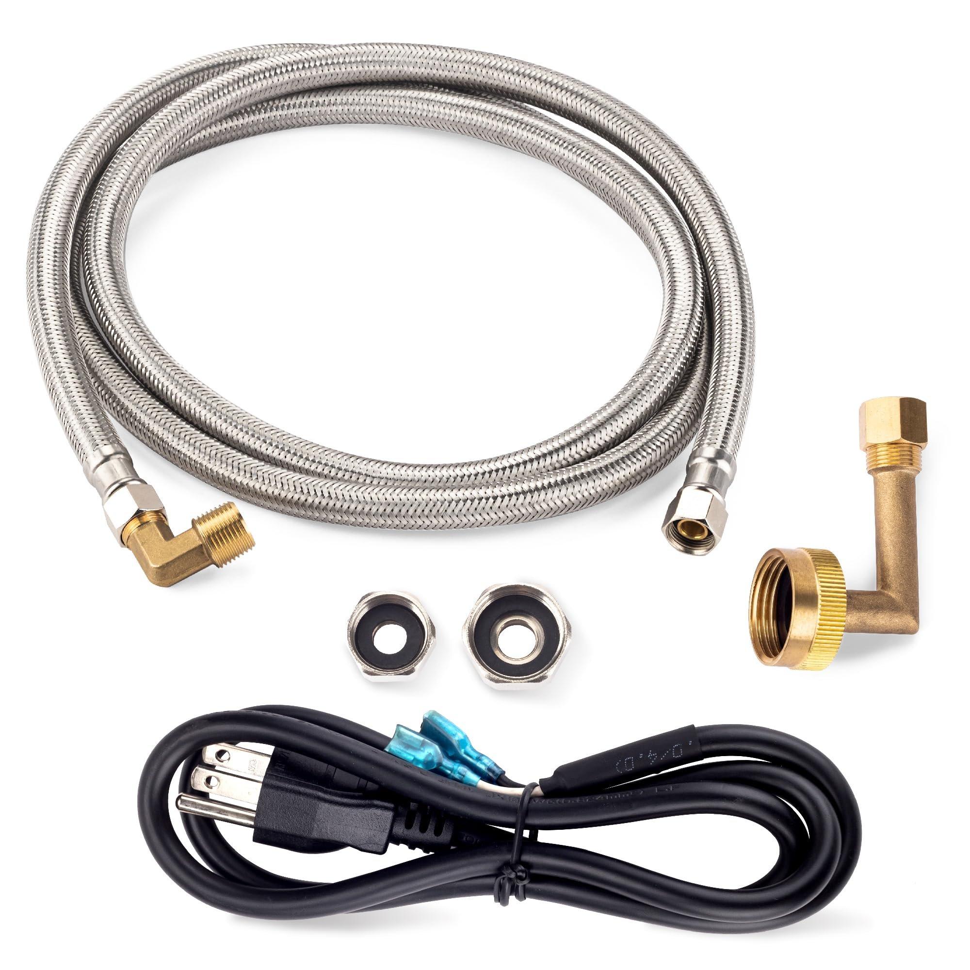 [Lifetime Warranty] Dishwasher Installation Kit, 6-Feet Supply Line with 3/8" x 3/8" Compression, 6-Feet 3-Prong Power Cord, Elbow Connectors & Adapters image 0