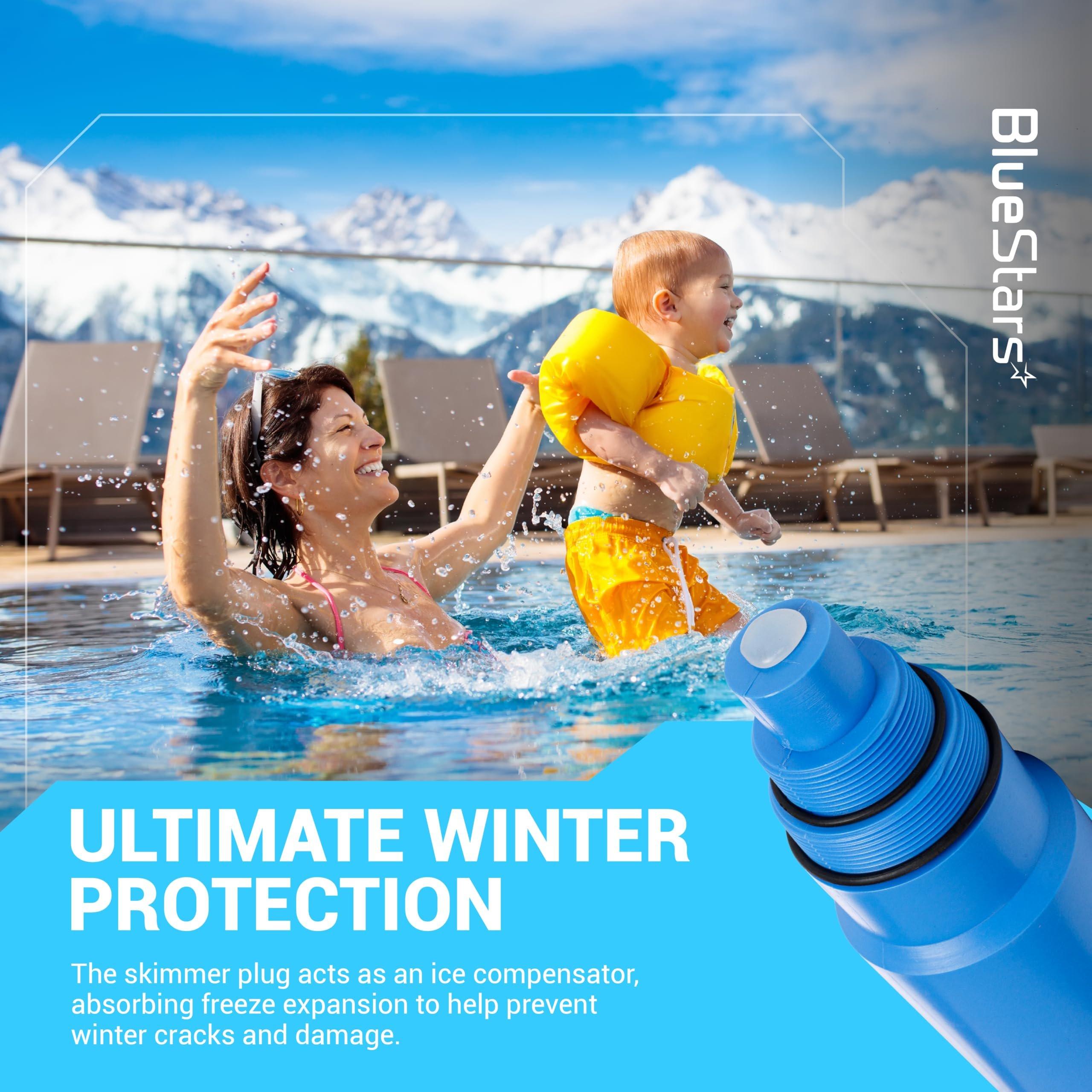 [Lifetime Warranty] 2 Pack 17'' Pool Skimmer Guard & Plug Winterization Plug for 1 1/2" and 2'' Threaded Skimmers - Suitable for Above and Inground Pool image 2
