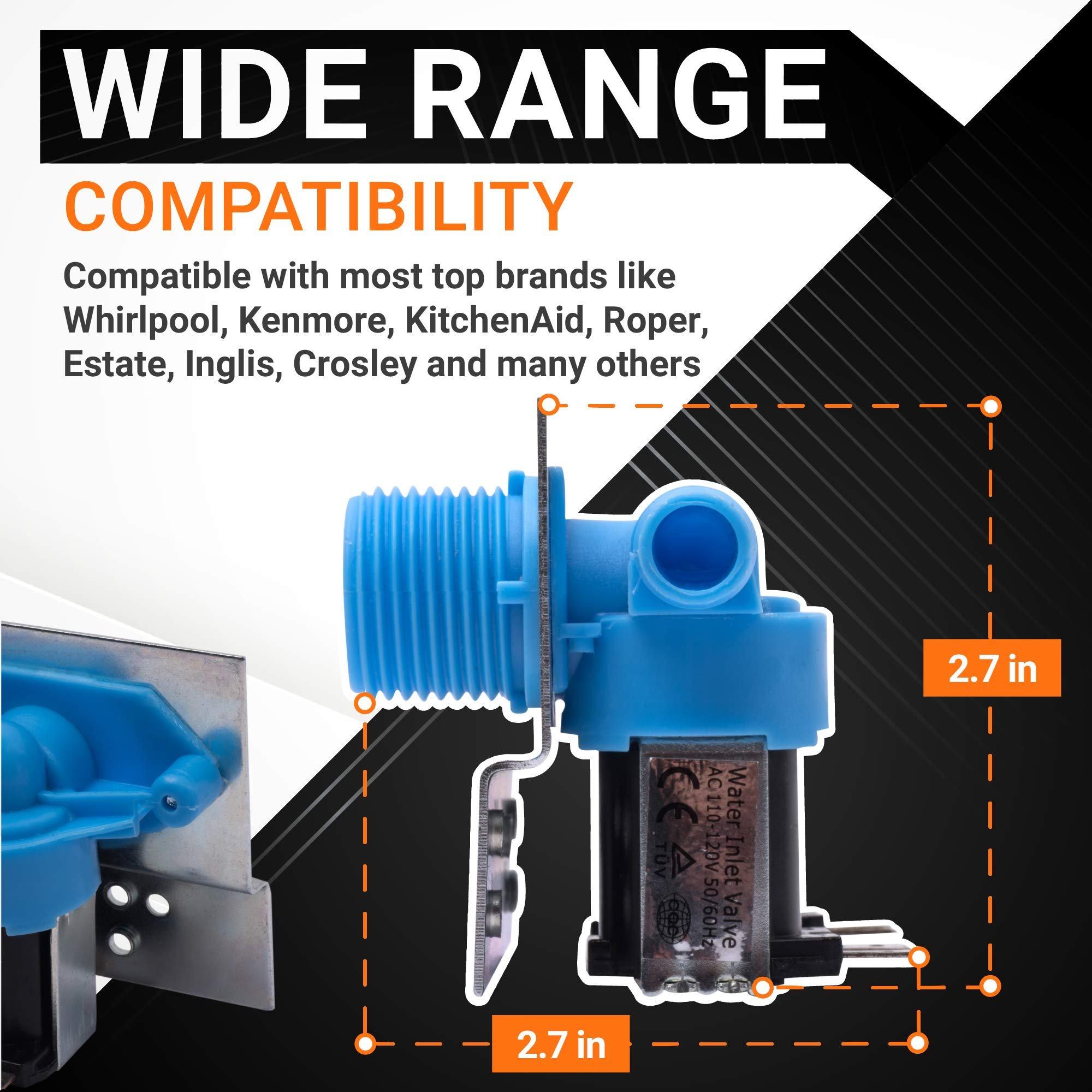 [Lifetime Warranty] 285805 Washer Water Inlet Valve with Mounting Bracket - Fit Whirlpool Kenmore Kitchen Aid - Replaces 292197 3349451 3354565 AP3094541 KAWS850JQ4 LSQ8243HQ0 7MLSC9545JQ2 image 1