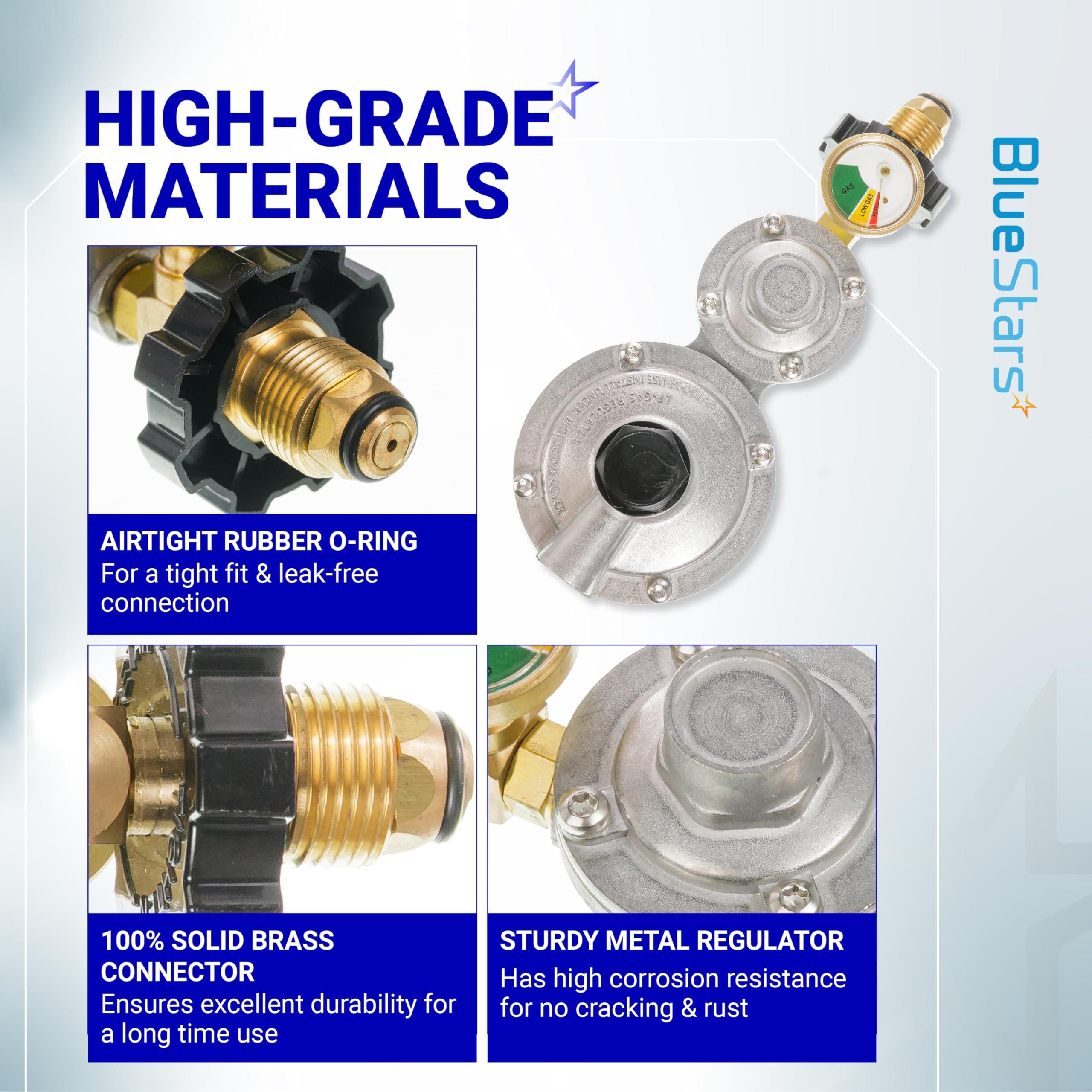 [Lifetime Warranty] [CSA Certified] 2 Stage Propane Regulator with Gauge & POL - Standard P.O.L Connection for 20â€“100lb Tank and 3/8in Female Flare for RV Camper Grill Heater Generator - Propane Tank Regulator image 4