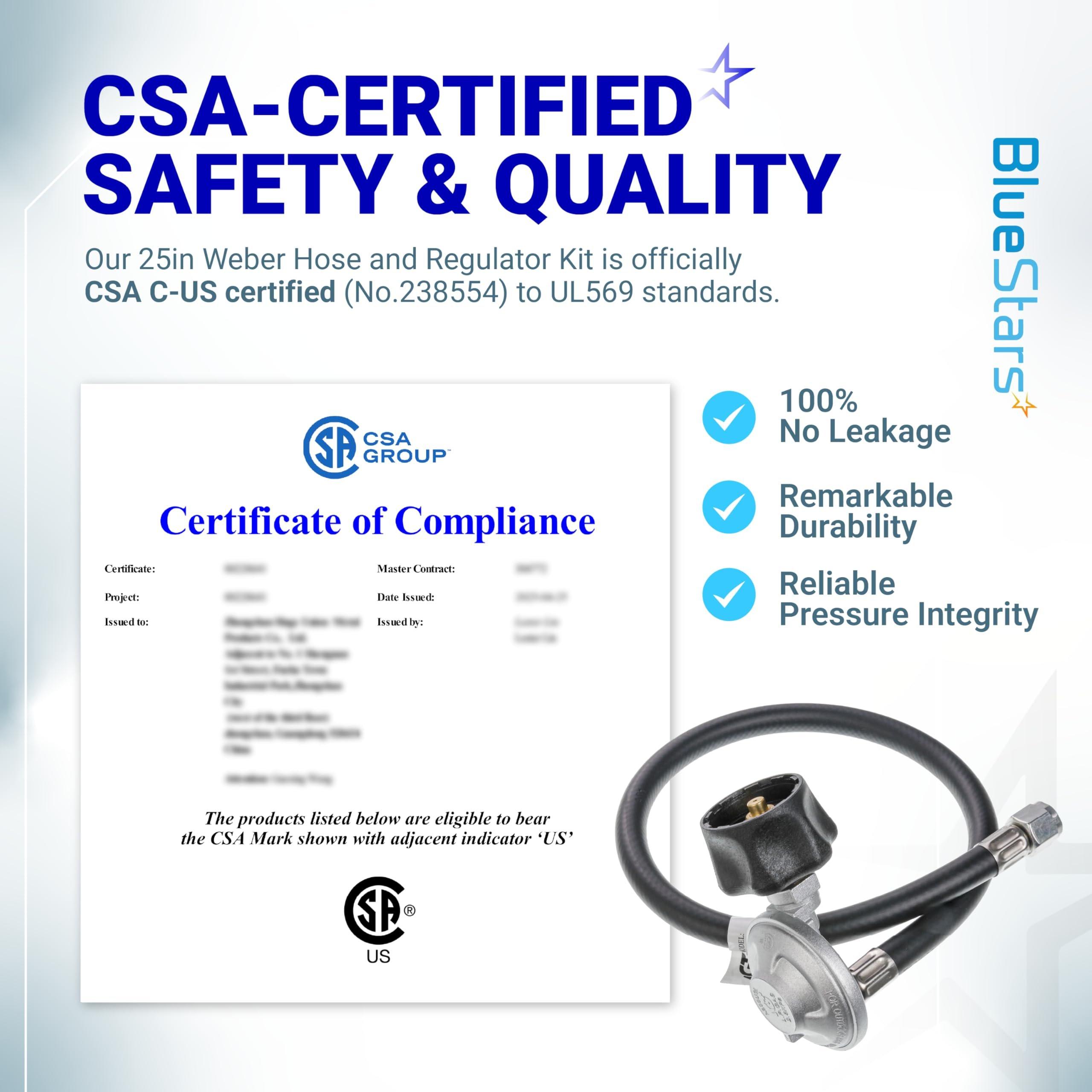 [Lifetime Warranty] [CSA Certified] 25IN for Weber Hose and Regulator Kit, for Weber Genesis/Spirit/Spirit II 2017-2019/ Summit Silver/Gold Series, Grill Regulator Replacement Parts for 7627 67069 69891 image 1
